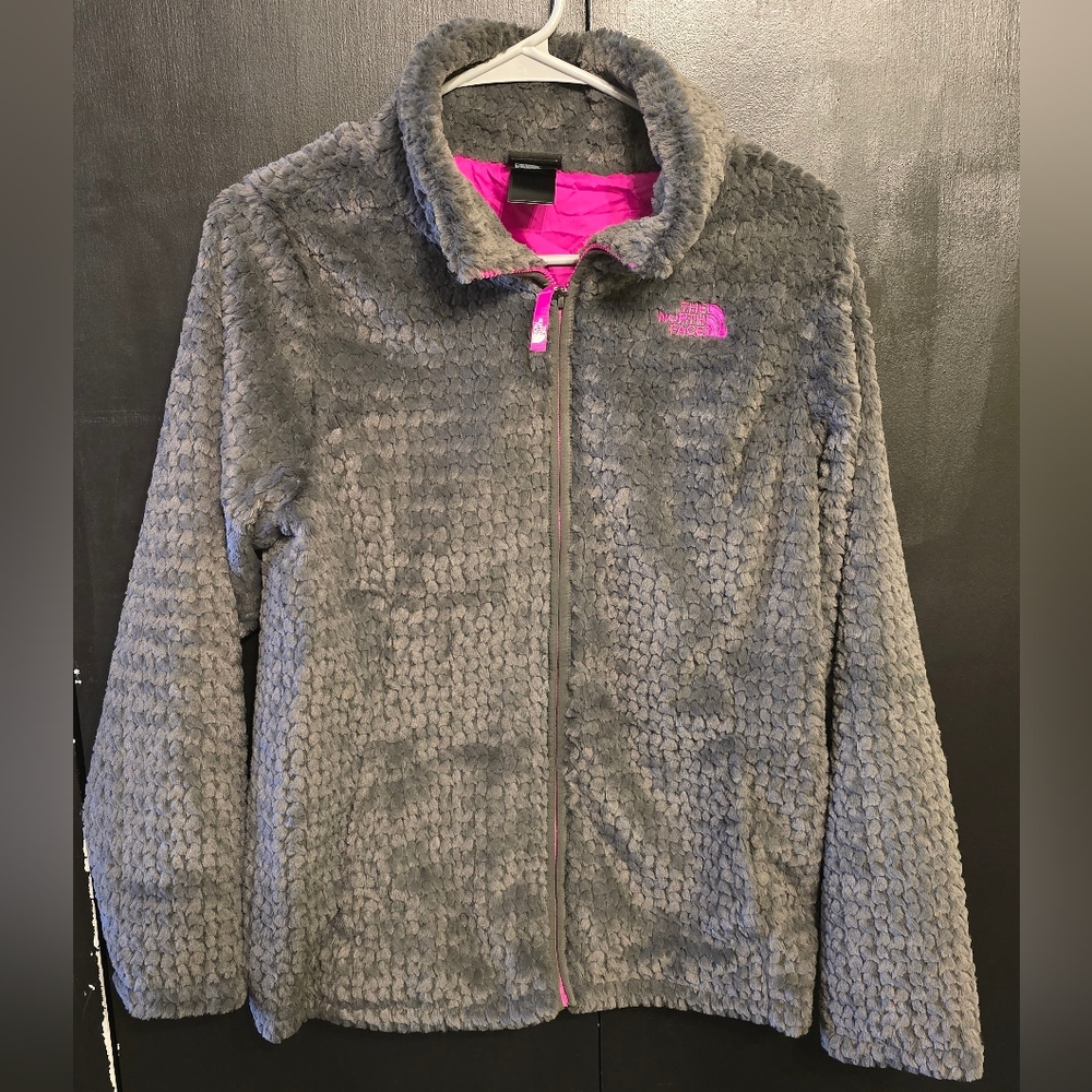 The North Face Osito Girl's Gray and Hot Pink Fleece Jacket Size XL